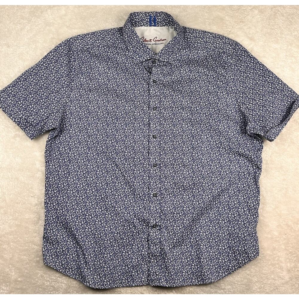 Robert Graham Shirt Mens Sz 4XL Blue Paisley Modern Americana Casual Button Up